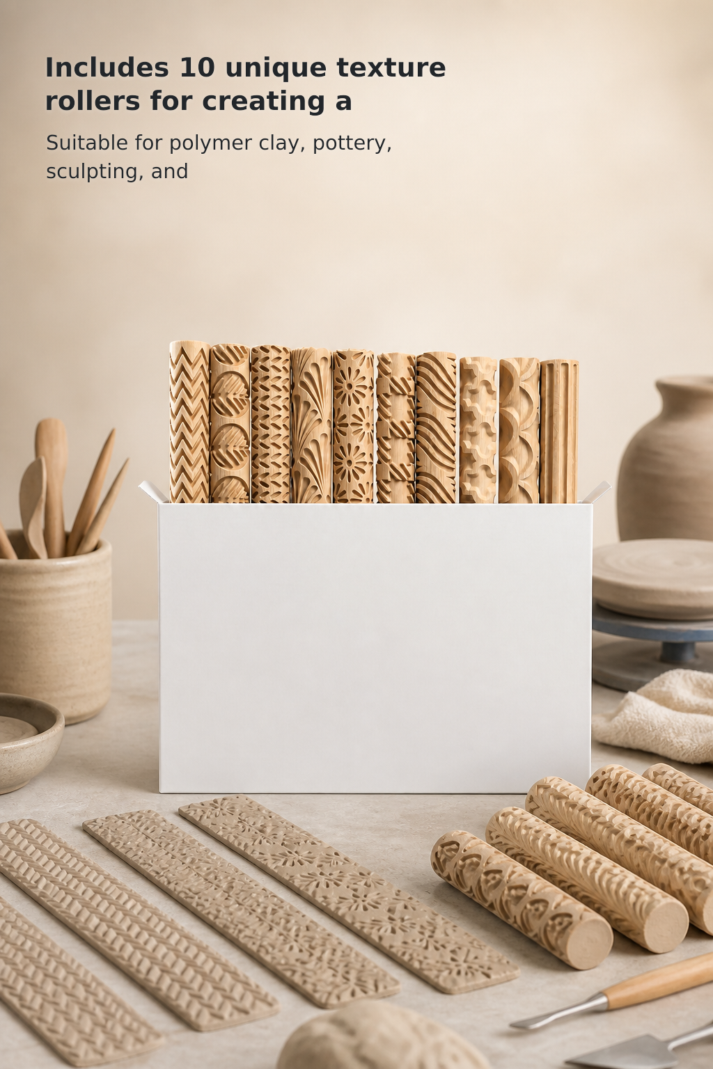 10-Piece Clay Texture Roller Set